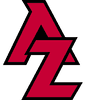 A red and black logo of the letter az.